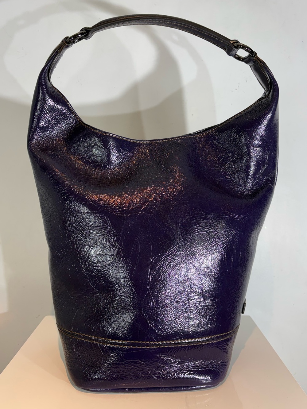 Gianni Chiarini Iris Purple Patent Leather Hobo Bag Slouchy Shoulder Italy